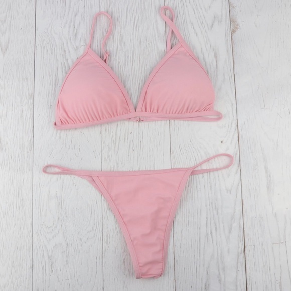 PINK TRIANGLE BIKINI CHEEKY BOTTOM PUSH-UP - Picture 4 of 6